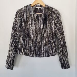 CABI #529 OverThe Moon Mockingbird Wool Blend Tweed Boucle Moto Zip Jacket Sz 4